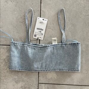 Zara Light Blue Denim Top